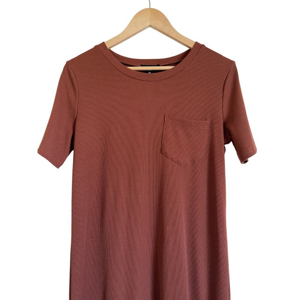 Heyson Size Medium Orange Cinnamon Brown Ribbed T-Shirt Dress - Picture 3 of 8